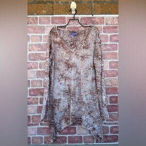 Vivienne Tam  brown Burnout Asymmetric Hem tunic medium